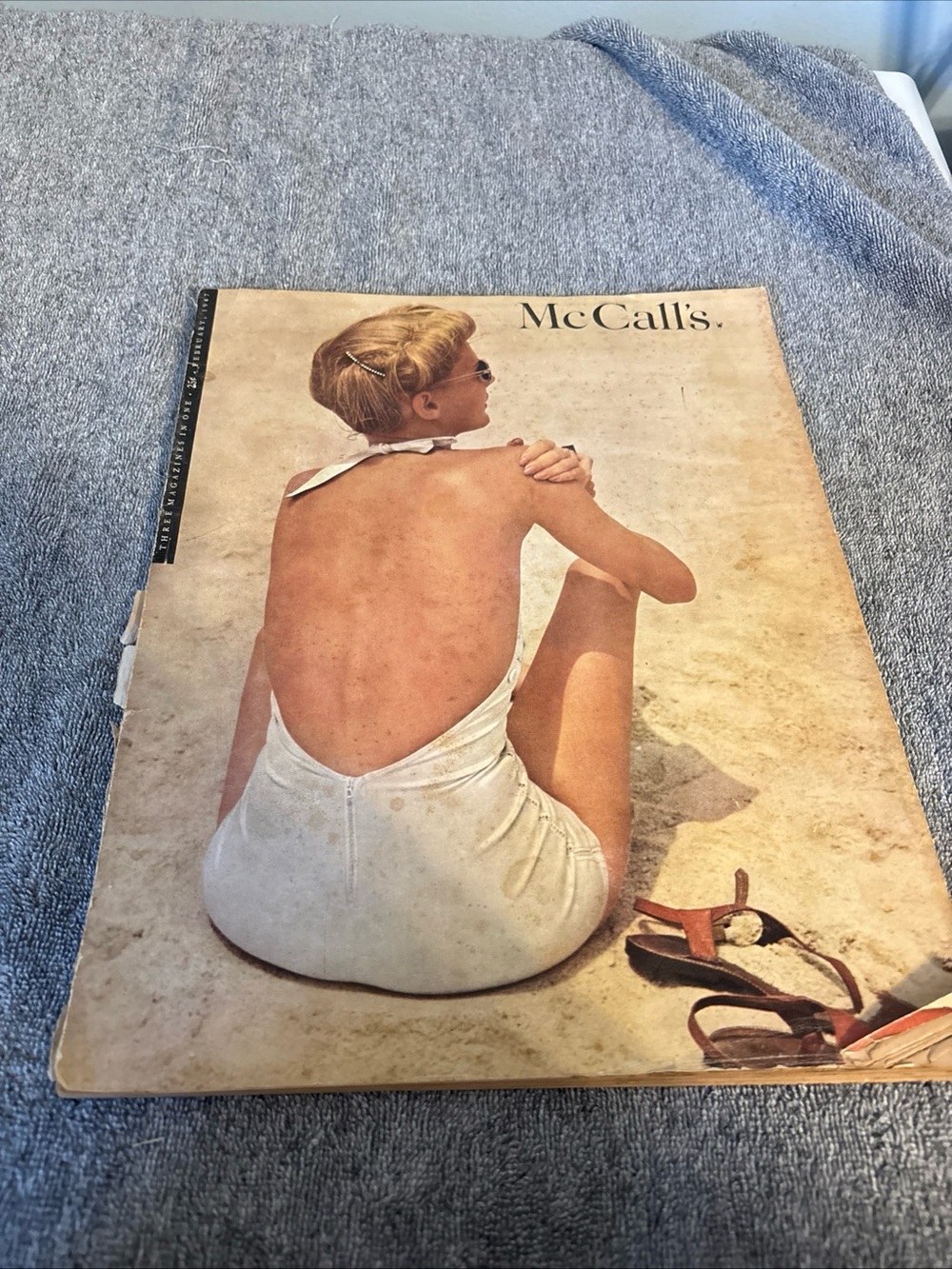 McCall's  1947 Vintage Magazine Cover – White Beach bathing suit on cover